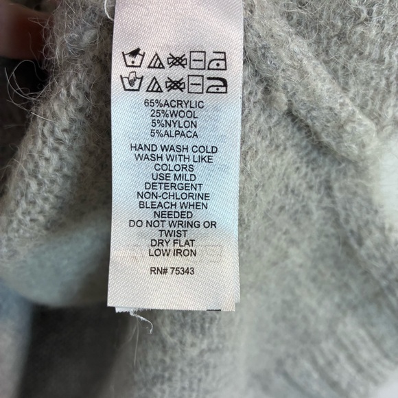 Wool Alpaca Blend Cowl Neck Gray Sweater - XL - Picture 8 of 8